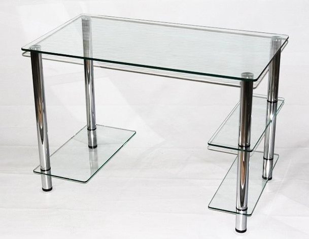 Компьютерный стеклянный стол Премьер-3 (прозрачный)