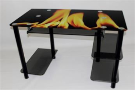 Компьютерный стеклянный стол Премьер с фотопечатью Пламя