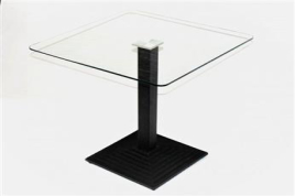 Кухонный стеклянный стол Троя-К (прозрачный на чугунной опоре)