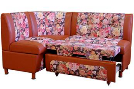 Угловой диван на кухню со спальным местом Сенатор-СВ (обивка-термопечать и экокожа)