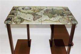 Компьютерный стеклянный стол Премьер с фотопечатью "Карта"