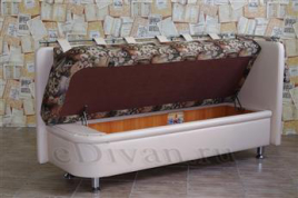 Прямой кухонный диван с боковой спинкой и ящиком для хранения  Метро