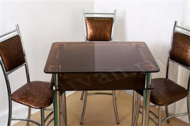 Обеденный стеклянный стол Эдель 11 (бронзовое-матовое с рисунком)