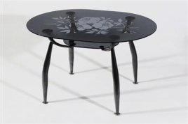 Обеденный стеклянный стол Вокал 23 (серый матовый с рисунком №1) ножки черные