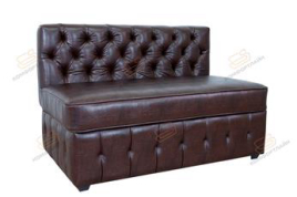 Прямой диван для кухни Честер-Софт в коричневой экокоже
