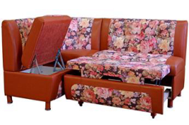 Угловой диван на кухню со спальным местом Сенатор-СВ (обивка-термопечать и экокожа)