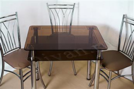 Обеденный стеклянный стол Эдель 11 (стекло бронзовое с рисунком)