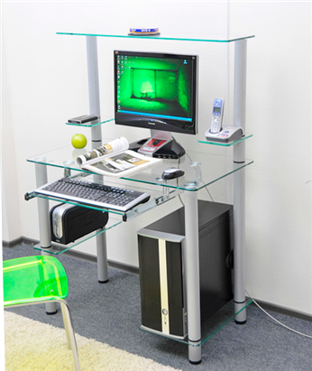 Компьютерный стеклянный стол КС-05 (прозрачный)
