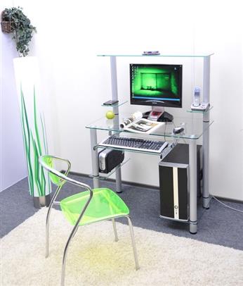 Компьютерный стеклянный стол КС-05 (прозрачный)