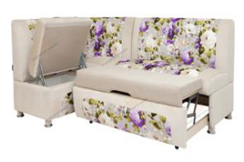 Угловой диван на кухню со спальным местом Сенатор-СВ (обивка-велюр и экокожа)