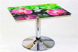 Стеклянный обеденный стол Троя 10 (с фотопечатью Орхидея на камне)