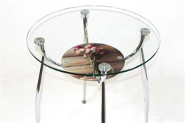 Стеклянный кухонный стол Вокал 18-4 (фотопечать на подстолье Полевые цветы)