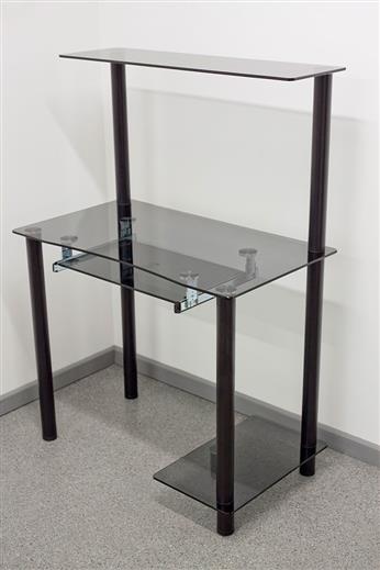 Стеклянный стол для компьютера КС-01 (серый)